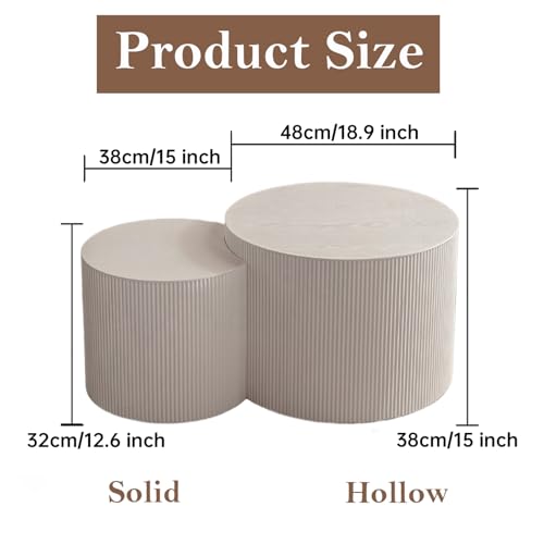 White Round Fluted Nesting Coffee Table Set of 2 (2 Count)