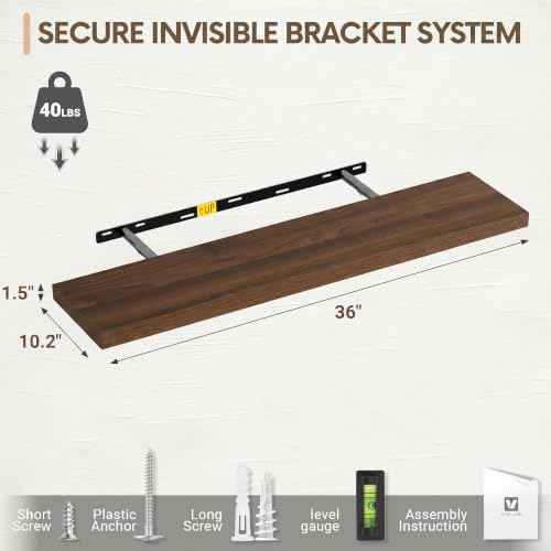 36" Floating Shelves 10 inch Deep (2 Count)
