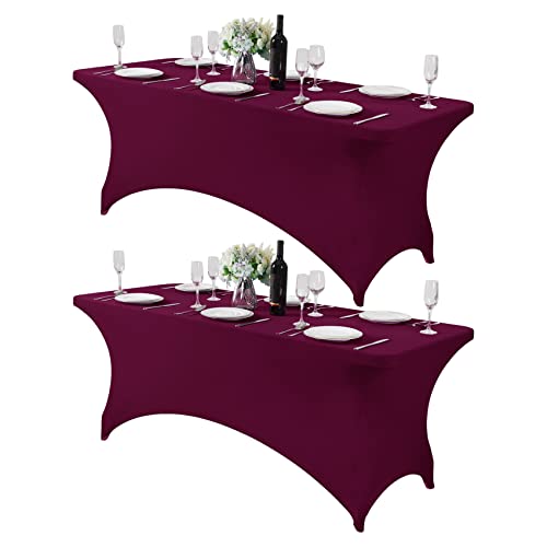 2Pack Spandex Table Cover for 6Ft or 4fT or 8ft Table Universal Fitted Stretch Tablecloth for Party (2 Count)