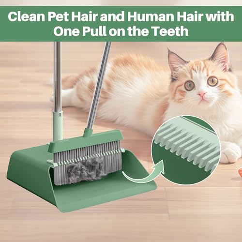 Dark Teal Green Broom and Dustpan Set
