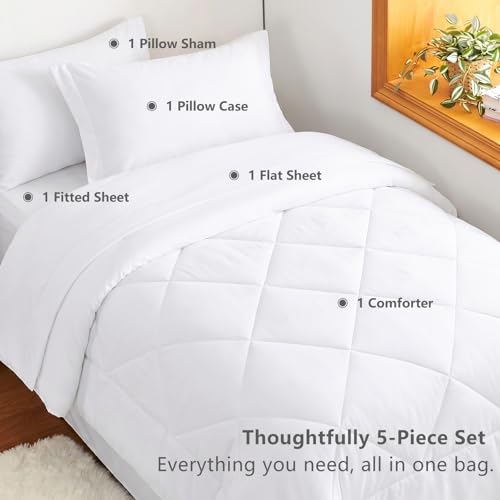Twin Comforter Set with Sheets White