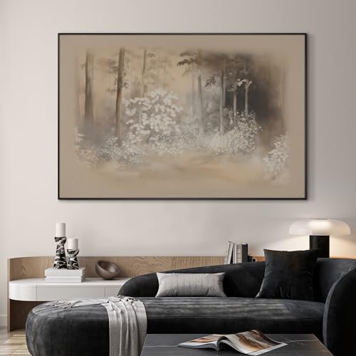 46"x72" Extra Large Framed Wall Art Misty Forest in Sepia Tones