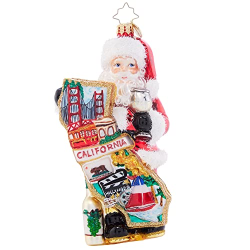 Cali Claus Glass Christmas Ornament