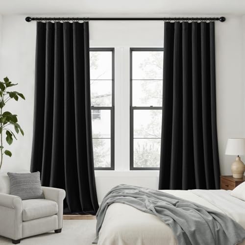 100% Blackout Back Tab Pleat Linen Curtains 50" Wx102 L (2 Count)