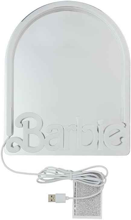 Paladone Barbie LED Neon Light Up Wall Mirror, Officially Licensed Mattel Home & Bedroom Décor for Girls, Teenagers, Women, Pink USB Powered Lamp