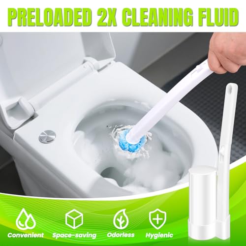 Disposable Toilet Brush with 54pcs Toilet Wand Refills (2 Count)
