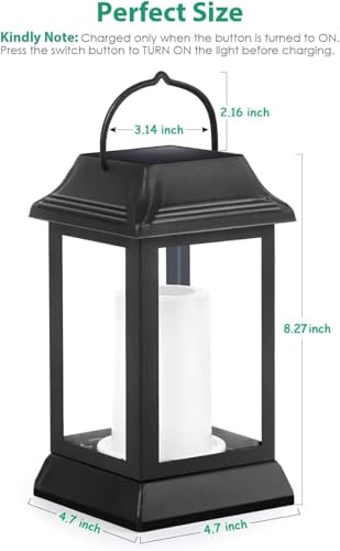 Flickering Flame Solar Lights Outdoor Metal Hanging Lantern (2 Count)
