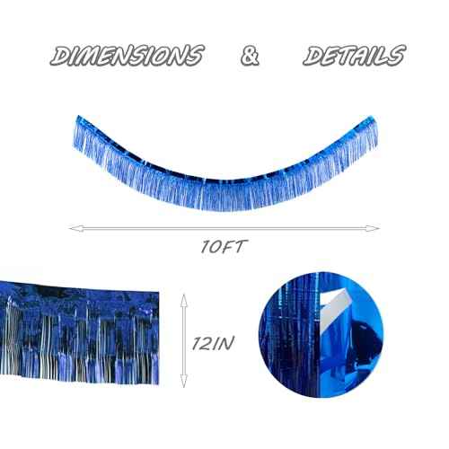 Blue Foil Fringe Garland 10FT 2packs for Parade Float Decorations (20 Foot)