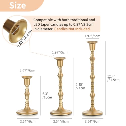 Gold Candlestick Holders for Centerpiece (3 Count)