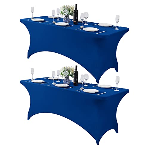 2Pack Spandex Table Cover for 6Ft or 4fT or 8ft Table Universal Fitted Stretch Tablecloth for Party (2 Count)