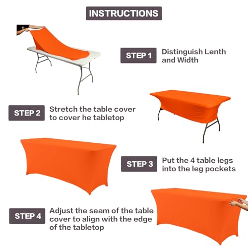 2 Pack 4FT Table Cloth for Rectangular Spandex Orange Table Cover (2 Count)