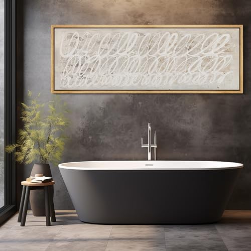 Large Framed Canvas Print Wall Art White Abstract Calligraphy Antique Retro Fine Art Illustrations Decorative Colorful for Bedroom