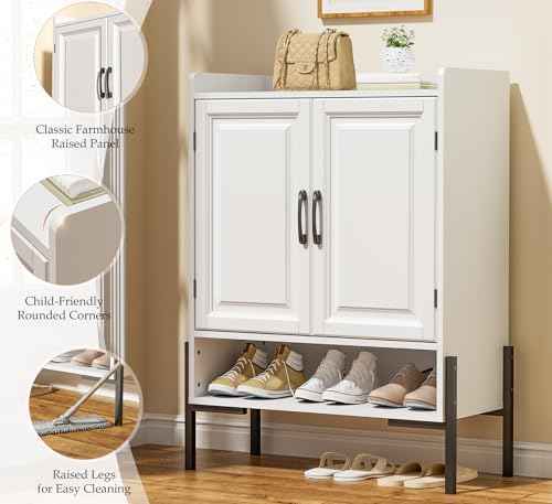 Farmhouse Shoe Cabinet with Doors