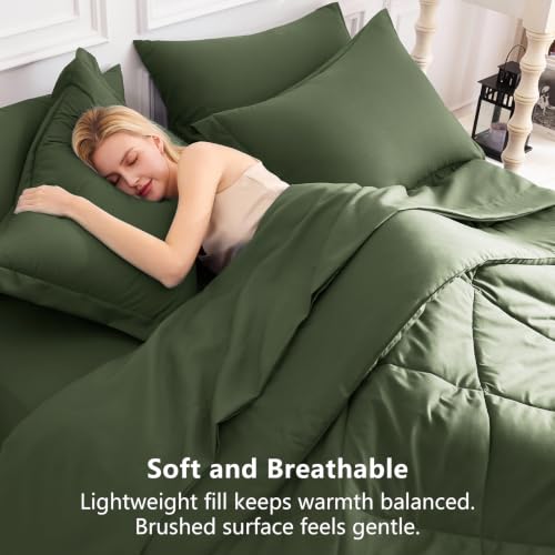 Queen Comforter Set Olive Green