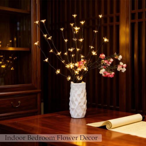 3pcs Battery Operated Cherry Blossom Flower Branch Lights Vase Filler Decor