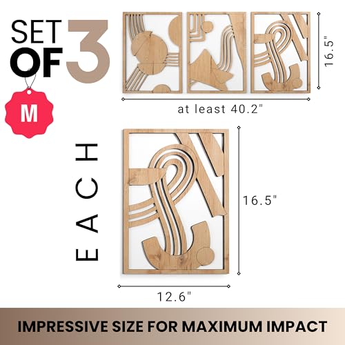Modern Wooden Wall Sculptures (3 Count)