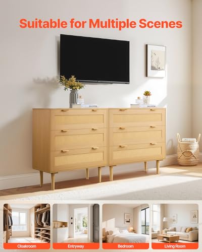 3 Drawer Rattan Dresser