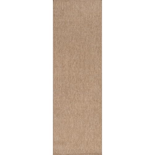 Indoor and Outdoor Runner Rug Natural Solid Boho Woven Design Easy (14 Sq Ft)