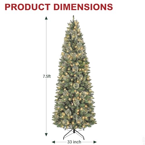 7.5 ft Slim Prelit Christmas Tree with Pine Needle
