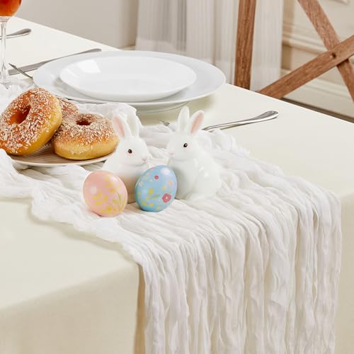 White Cheesecloth Table Runner 35×120Inch Fall Boho Wedding Home Decor