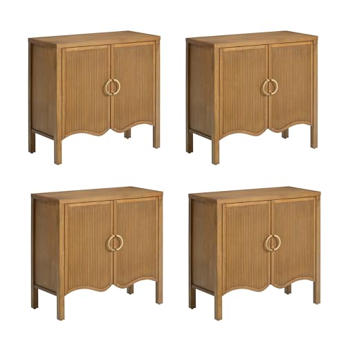 Scott Transitional Fluted Accent Cabinet or Storage Cabinet for Living Room or Entryway with Solid Wood Panel