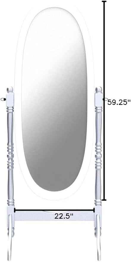 Roundhill Furniture Queen Anna Style Floor Cheval Mirror, Silver