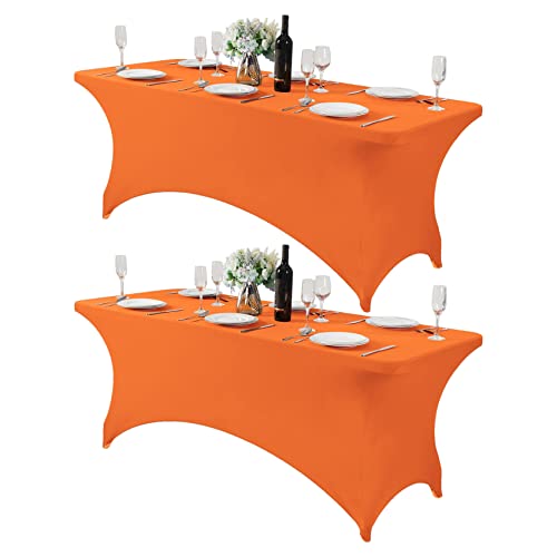 2Pack Spandex Table Cover for 6Ft or 4fT or 8ft Table Universal Fitted Stretch Tablecloth for Party