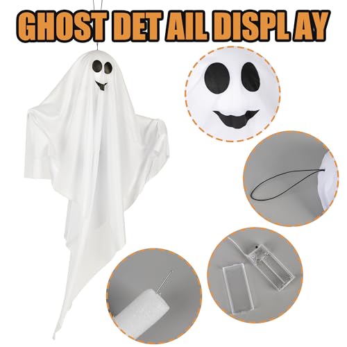 4 Pack Halloween Hanging Ghosts with LED Lights (4 Count)