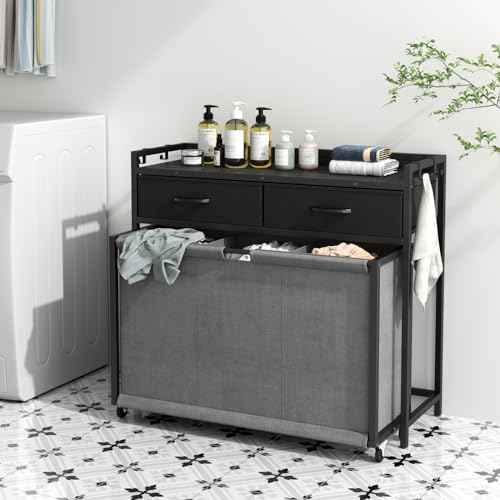 Laundry Hamper Laundry Basket with 3 Section Pull