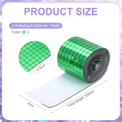 Self Adhesive Glass Mirror Mosaic Tiles 3200 Pcs 5 x 5 mm Disco Tiles for Craft Decoration Glass Mirror Disco Ball 2 Rolls (2 Count)