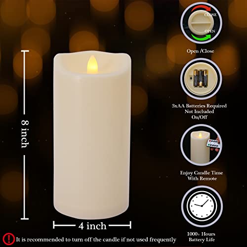 4" x 8" Outdoor Candles with Remote Timer Large Battery Operated Candles