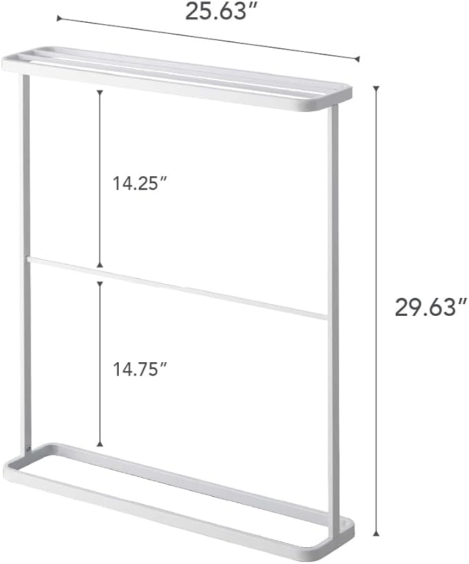 Yamazaki Home Tower Bath Towel Hanger - Bathroom Organizer Storage Holder Dry Rack, 30" - Steel - Holds Towels Up to 24.5" X 58"