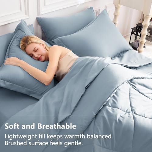 Oversized Queen Comforter Set Dusty Blue