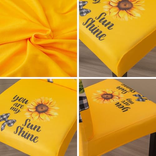 Sunflower Chair Covers for Dining Room Set of 4