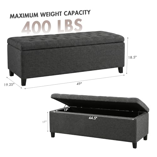 49" Upholstered Storage Bench