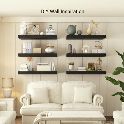 72 x 12 Deep Floating Shelves Wall Mounted Set of 1 Black