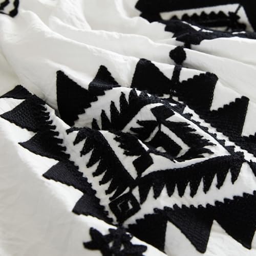 Embroidery Full Size Comforter Set 7 Pieces White Bed in a Bag