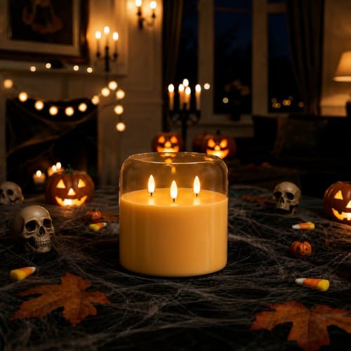 Amber Large Glass Flameless LED Candle