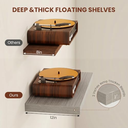 Deep Floating Shelves 55x12” Set of 2 (2 Count)