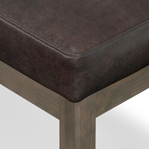 Milltown 27" Wide Vegan Leather Ottoman in Distressed Brown