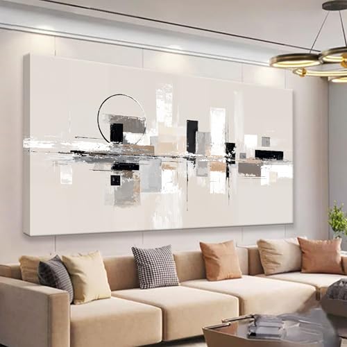 Abstract Canvas Art Wall Decor Black White Wall Art Painting Abstract Wall Decor Prints Grey Brown Minimalist Artwork Picture For Bedroom Kitchen Office Bathroom Home Wall Decoration 20" × 40"