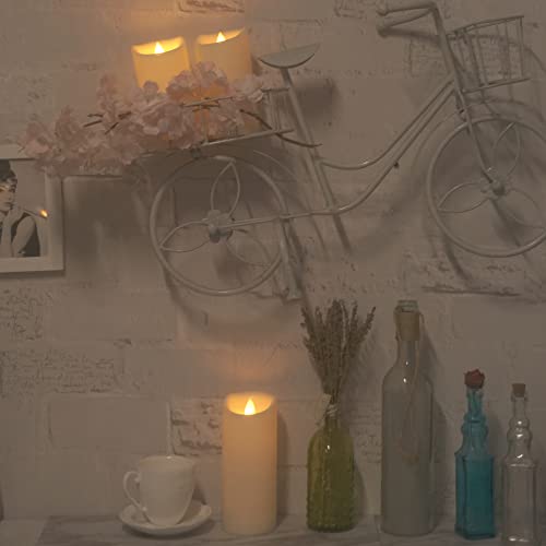Waterproof Outdoor Battery Operated Flameless Pillar Candles with Timer White Plastic Realistic Flickering Electric LED Lights for Lantern Garden Wedding Christmas Decorations 9 Pack (9 Count)