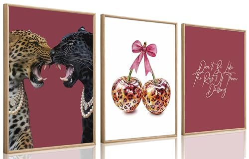 3Pcs Cheetah Aesthetic Canvas Wall Art (3 Count)