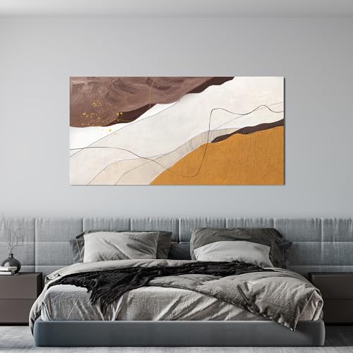 Abstract Canvas Art Wall Decor Brown Artwork for Walls Bedroom 24" X 48"