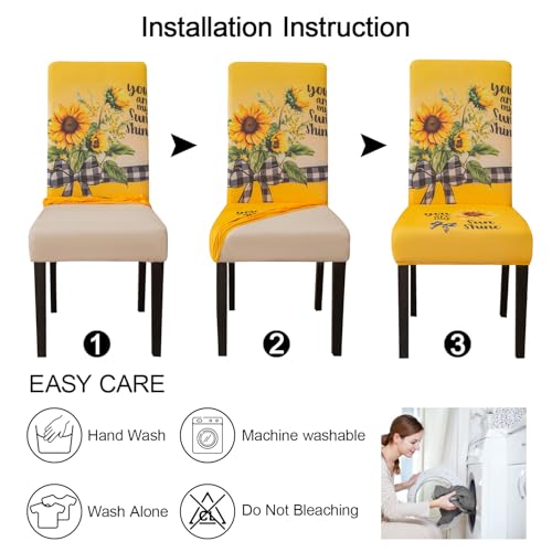 Sunflower Chair Covers for Dining Room Set of 4