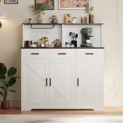 Farmhouse Sideboard Buffet Cabinet with Microwave Stand
