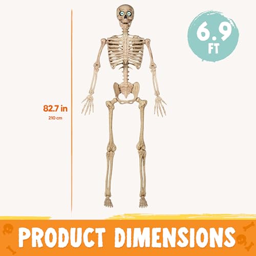 6.9 FT Halloween Posable Skeleton Life Size