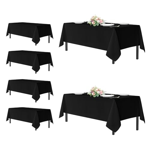 Black Rectangle Tablecloths for 8 Foot Tables (6 Count)