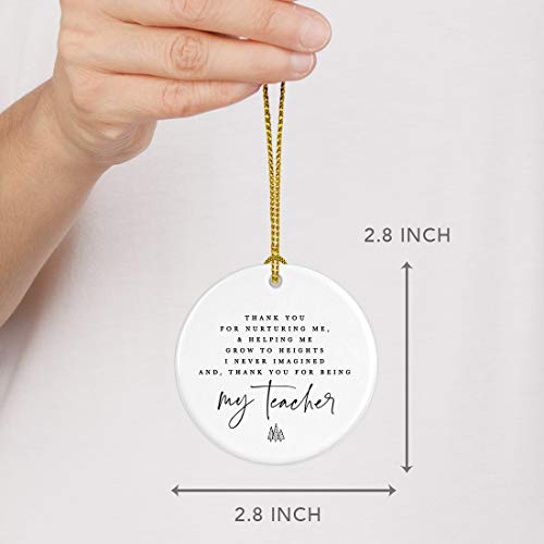 Round Ceramic Porcelain Christmas Tree Ornament for Teacher Thank You Gift