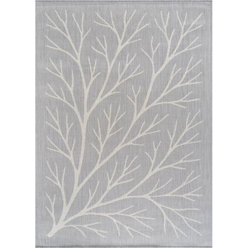 Washable Indoor Outdoor Rug 10x14 Modern Area Rugs Branch Pattern Non Shedding Waterproof Easy Clean Patio Deck Porch Living Room Bedroom Garden RV (140 Sq Ft)